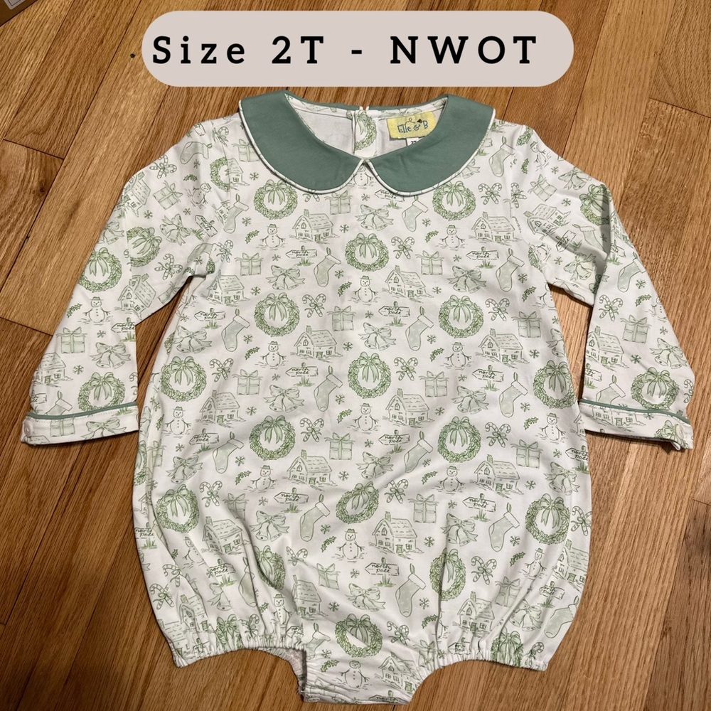Long-Sleeve Green Print Holiday Bubble